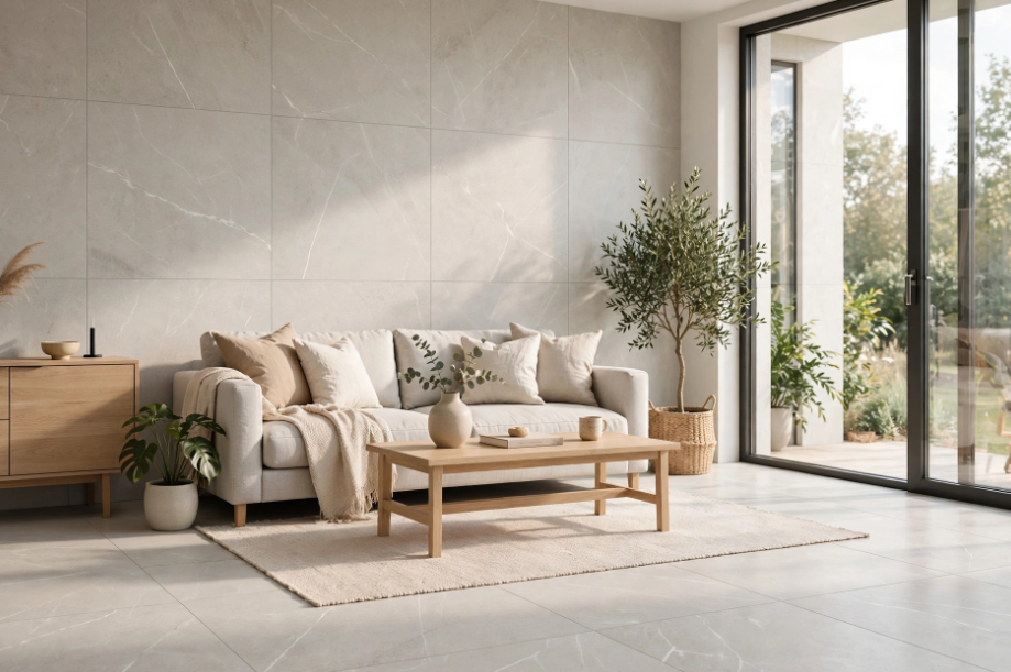 Pavimento in gres porcellanato serie Ultra Time colore Ghiaccio R10