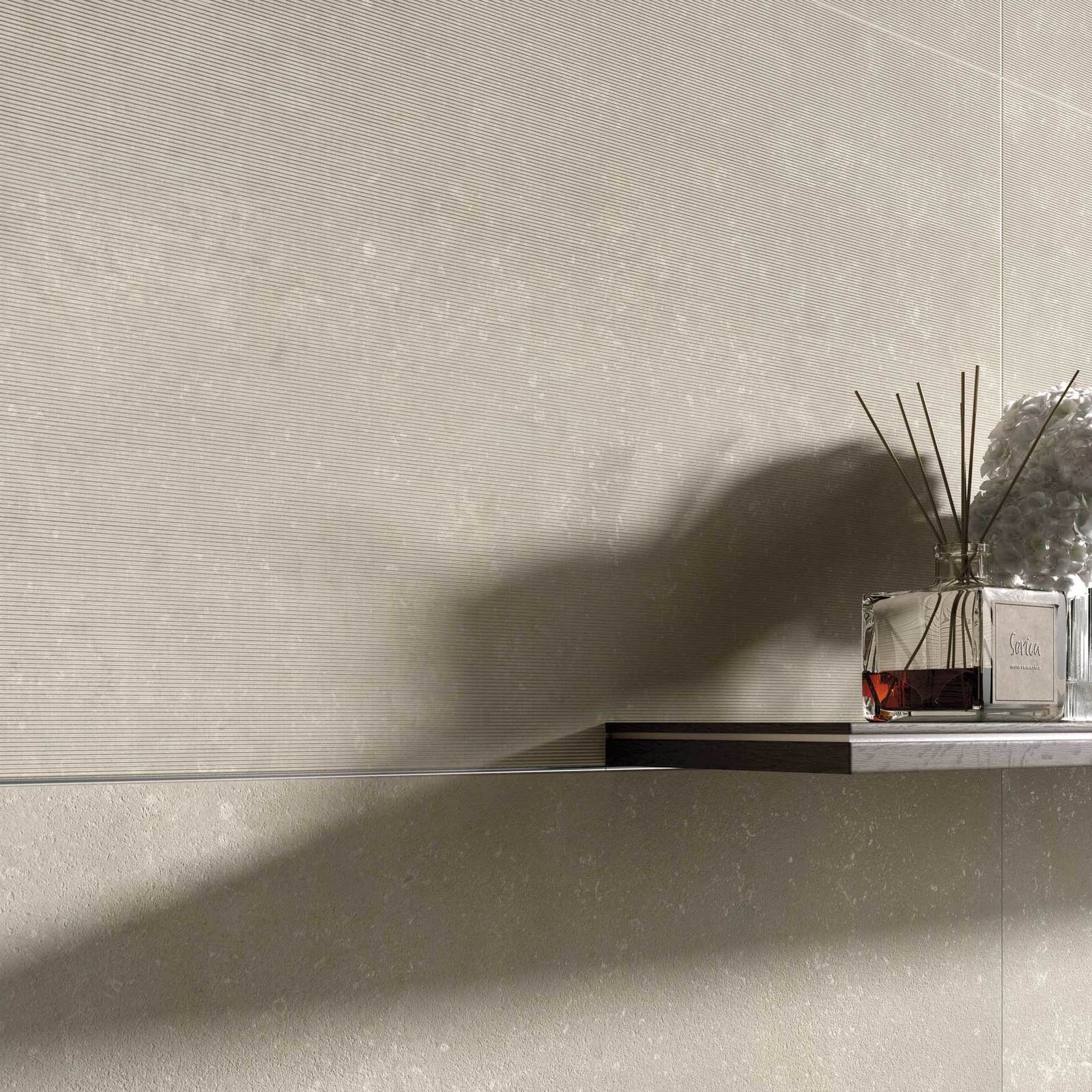 Rivestimento in gres porcellanato effetto cemento serie SERICA colore CINDER RIGATINO 60X120