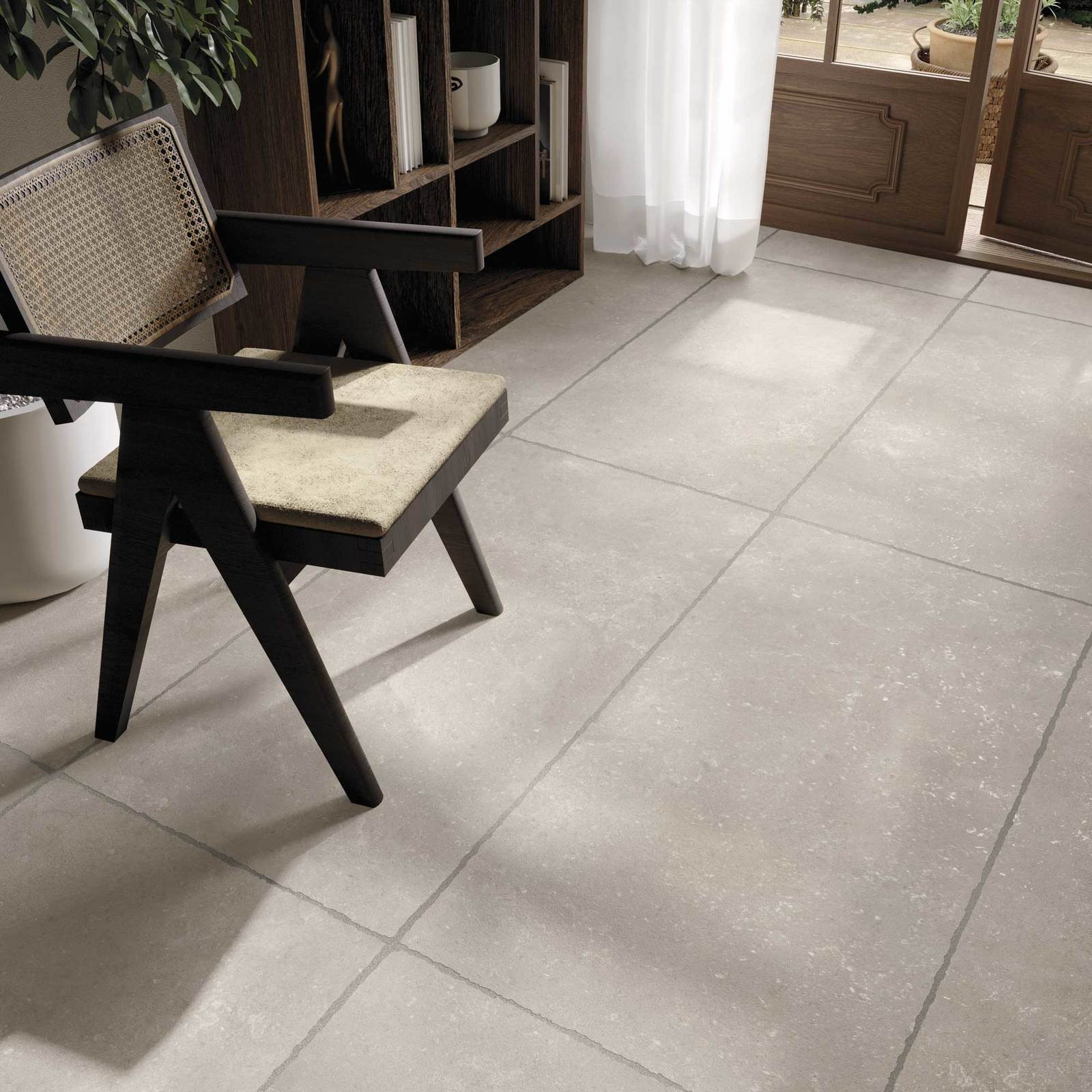 Pavimento in gres porcellanato effetto cemento serie SERICA colore CINDER SPACCATELLA 60X120