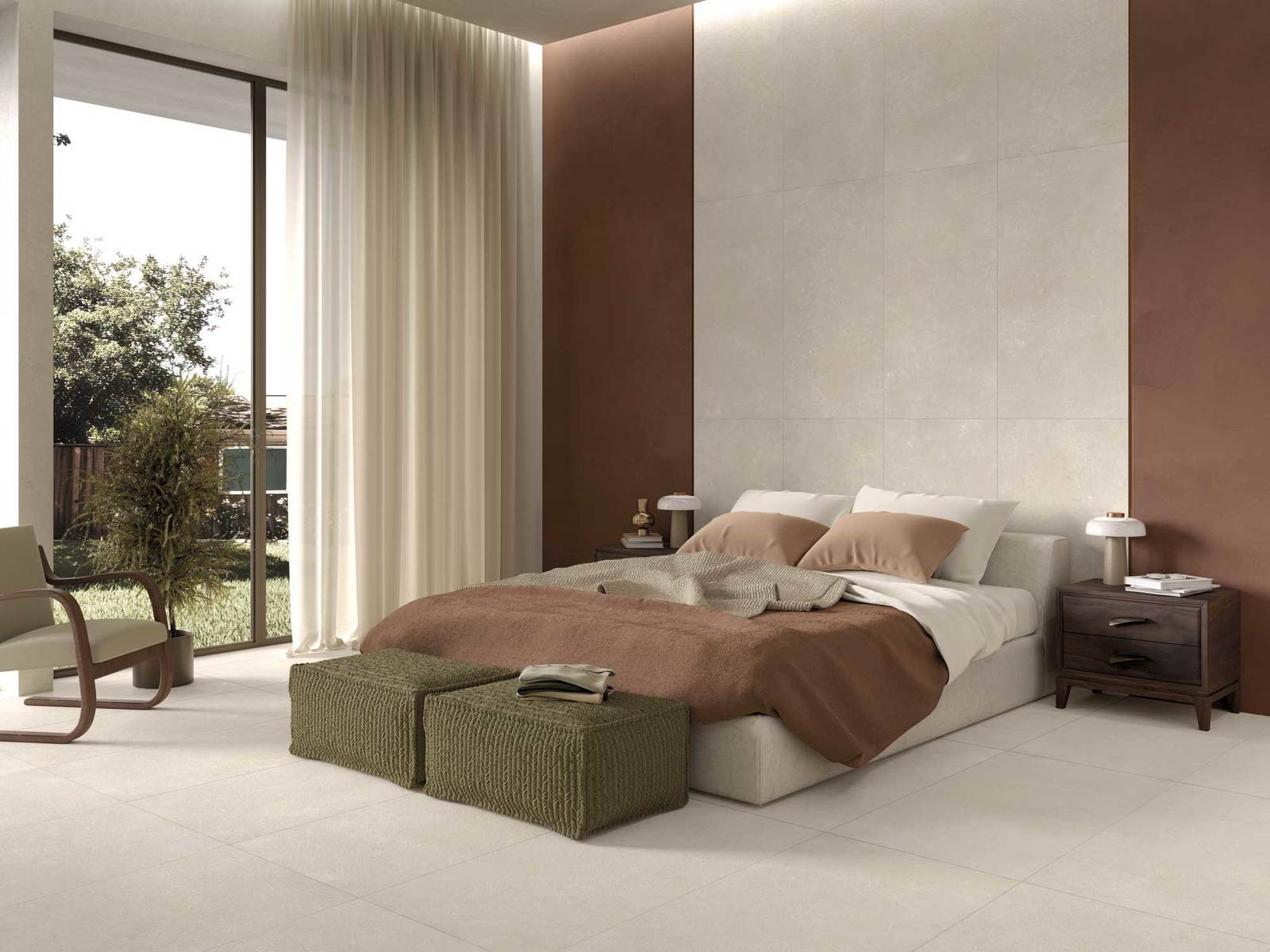 Pavimento per esterno in gres porcellanato effetto cemento serie SERICA colore IVORY R11