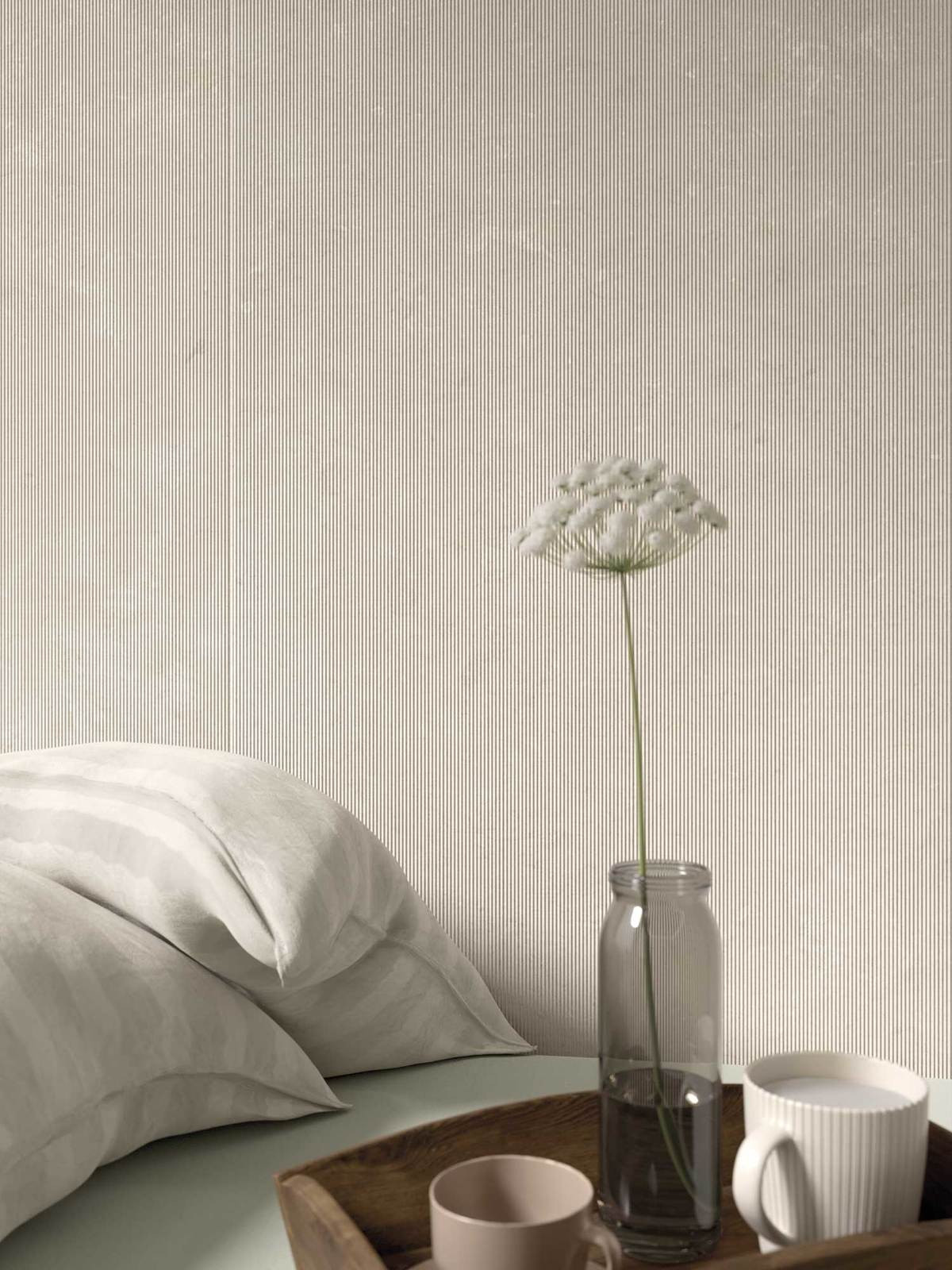 Rivestimento in gres porcellanato effetto cemento serie SERICA colore IVORY RIGATINO 60X120
