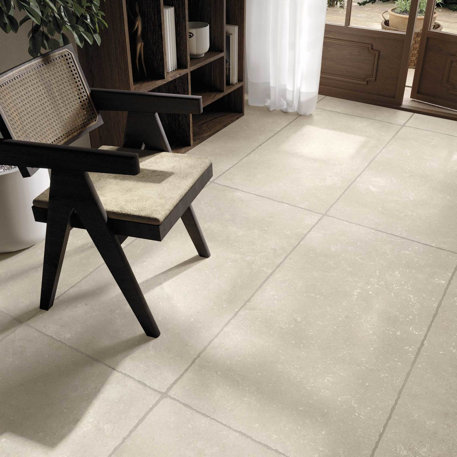 Pavimento in gres porcellanato effetto cemento serie SERICA colore IVORY SPACCATELLA 60X120
