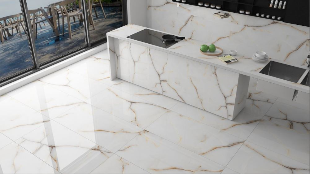 Pavimento in gres porcellanato effetto marmo Shell Onyx 60x120 spessore 5 mm