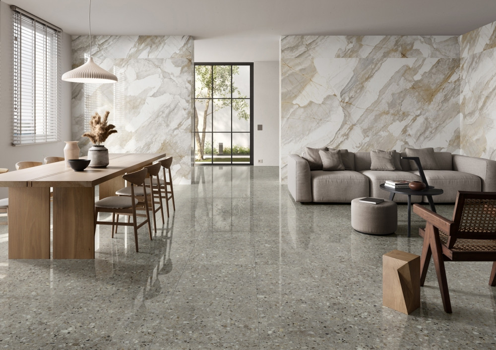 Pavimento e Rivestimento in gres porcellanato Silk Lucido serie Cave By Saime Ceramica