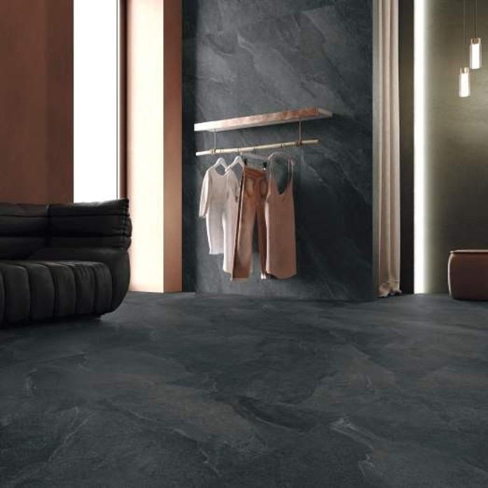Pavimento in gres porcellanato effetto pietra serie ARDESIA DARK by Bertolani Pavimenti