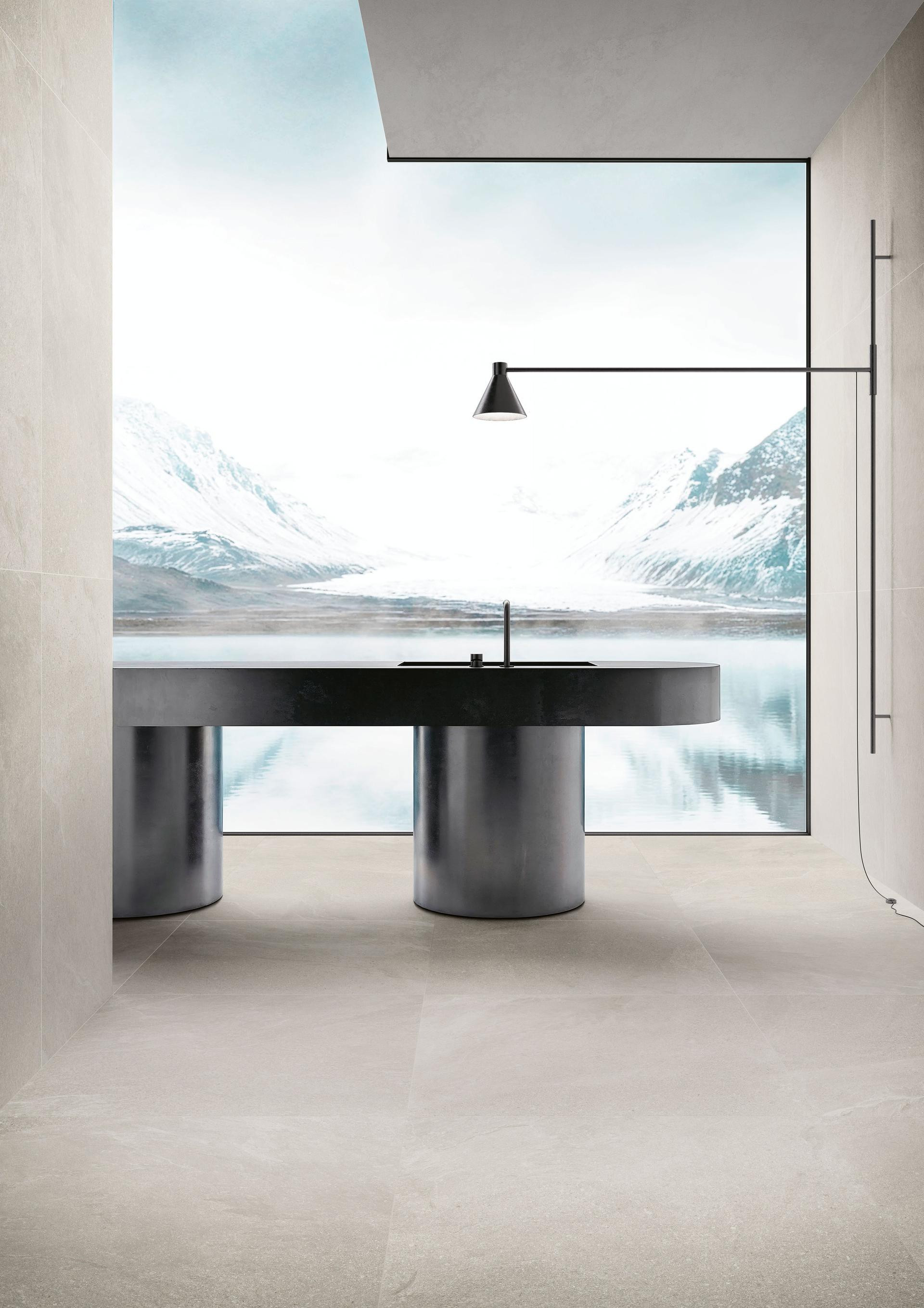 Pavimento in gres porcellanato effetto pietra SNOW serie AIROCK by Paul Ceramiche