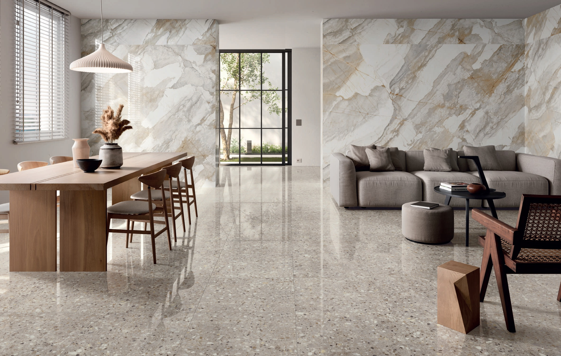 Pavimento e rivestimento in gres porcellanato Taupe serie Frammenta by Saime Ceramica