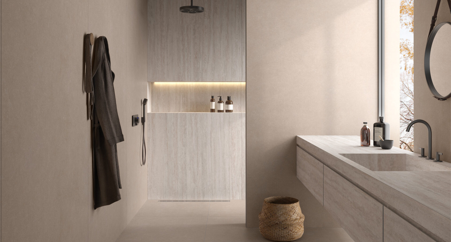 Pavimento in gres effetto cemento serie MATERIA colore TAUPE by Saime