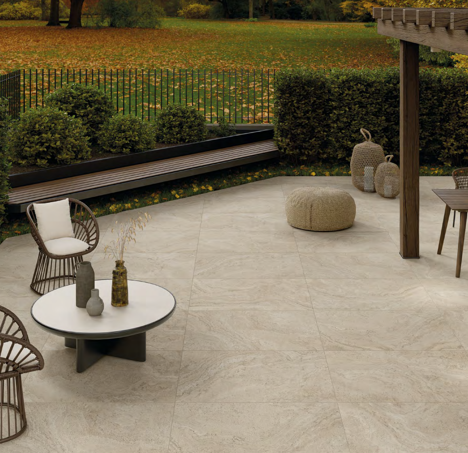 Pavimento e rivestimento in gres Unique Travertine Cream Minimal Tecnica R11