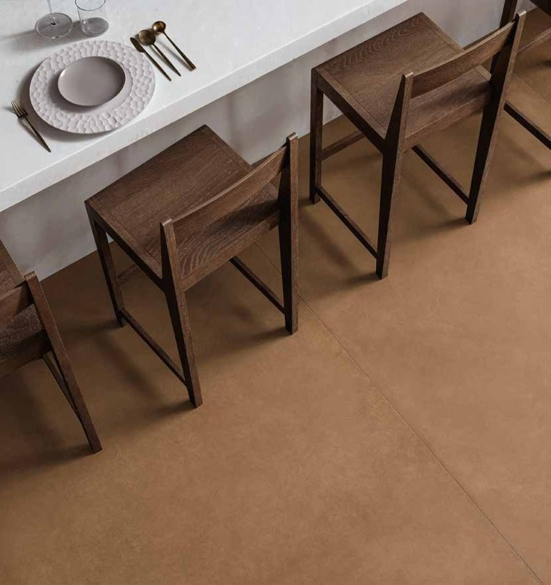 Pavimento in gres porcellanato effetto cemento serie TERRAE CARAMEL by Casalgrande Padana
