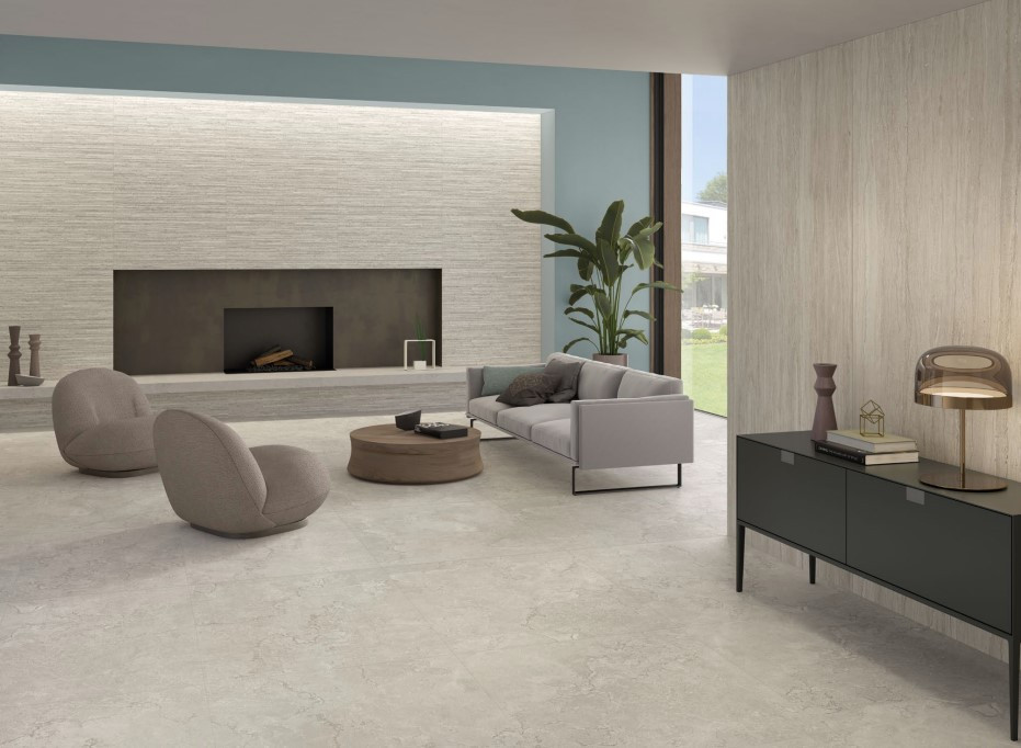 Pavimento e rivestimento in gres porcellanato Portland Stone Vein Cut Ash R10