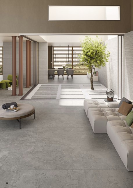 Pavimento e rivestimento in gres porcellanato Portland Stone Vein Cut Lead R10