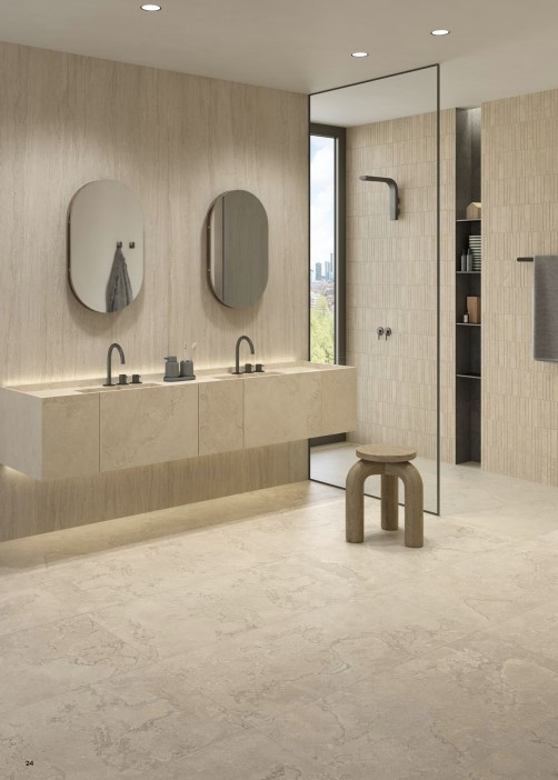Pavimento e rivestimento in gres porcellanato Portland Stone Vein Cut Sand R10