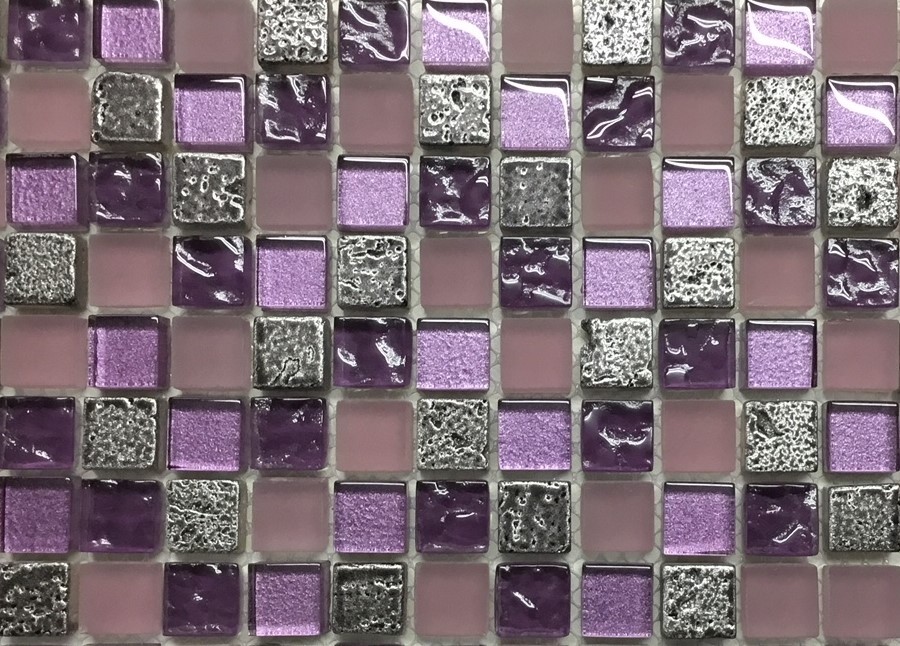 Mosaico Viola linea foglia Oro 1,5x1,5