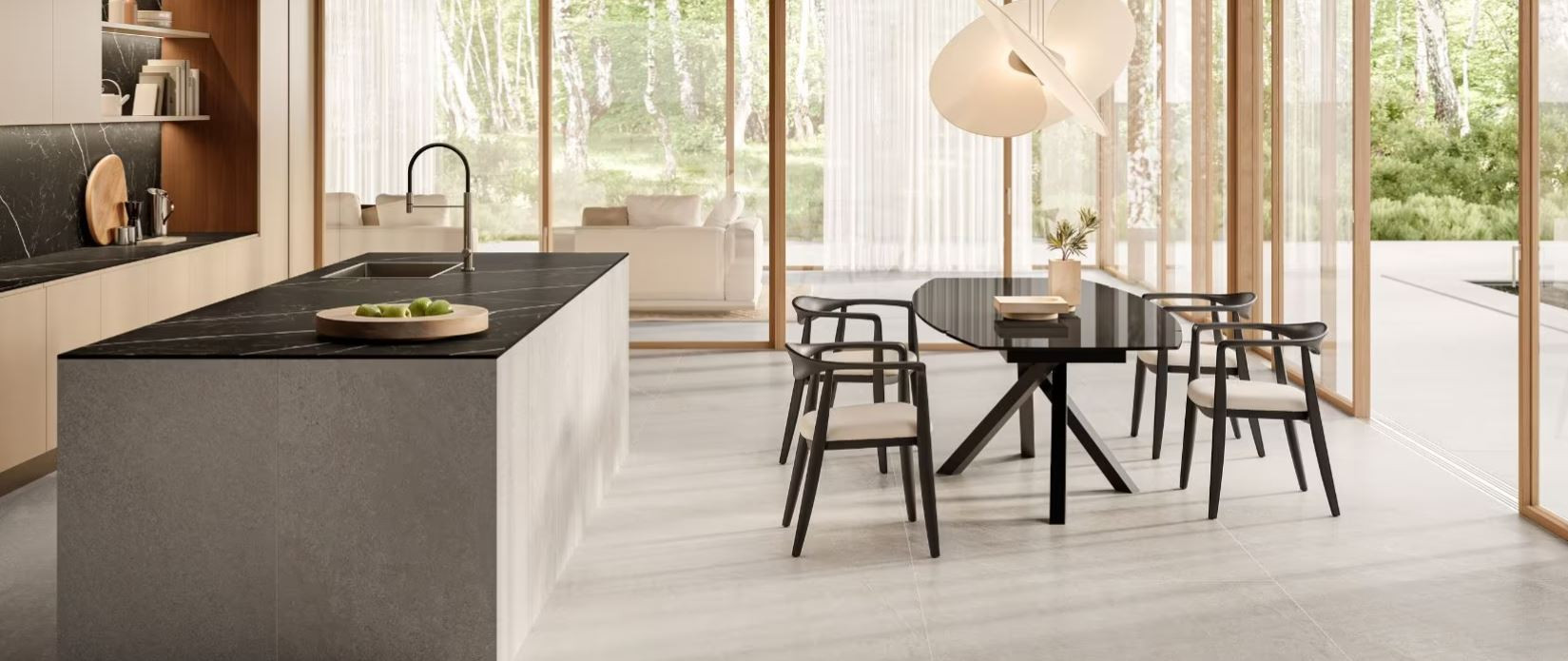 Pavimento e rivestimento in gres porcellanato serie SAXUM colore Bianco by Casalgrande Padana