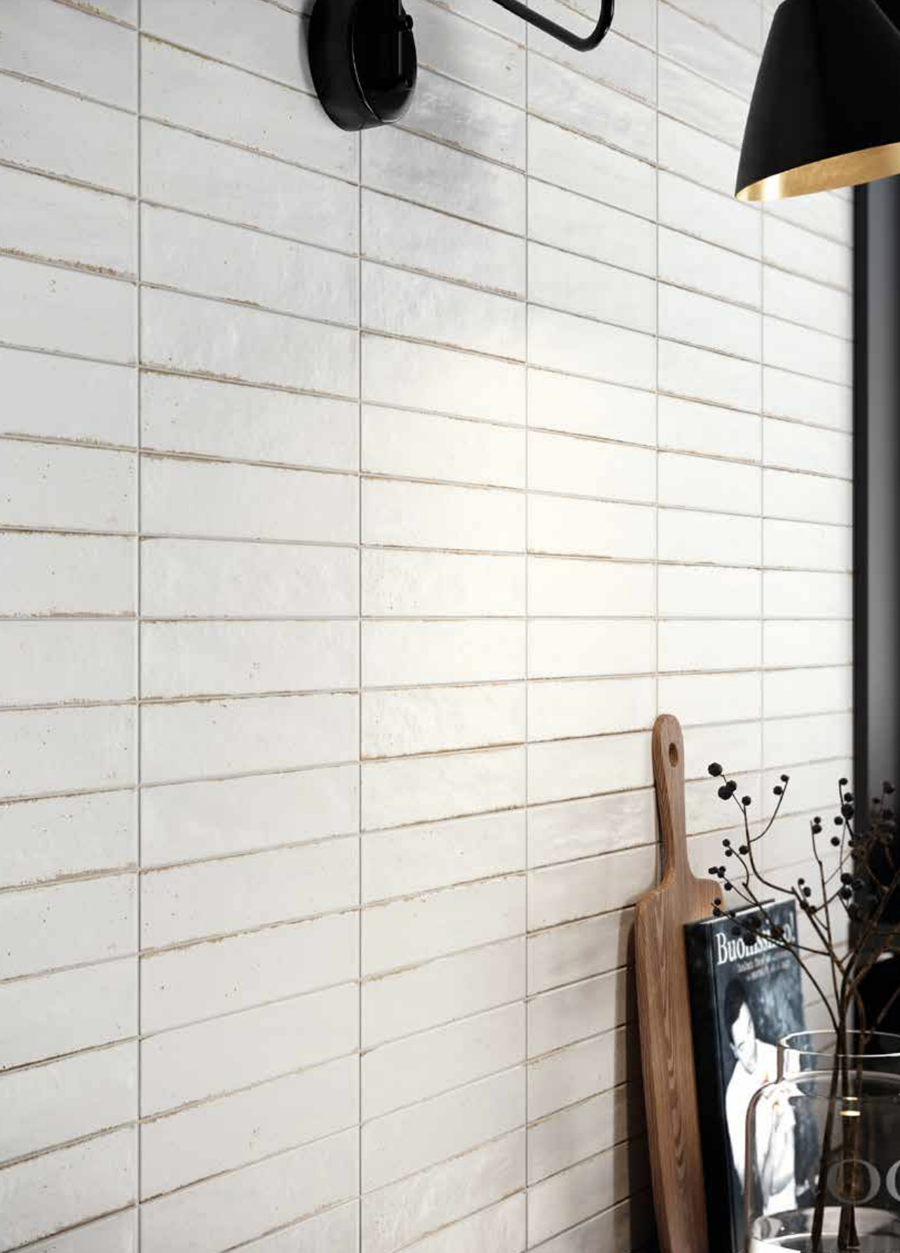Rivestimento in gres porcellanato smaltato brick generation colore WHITE serie NOHO by Ceramica Rondine