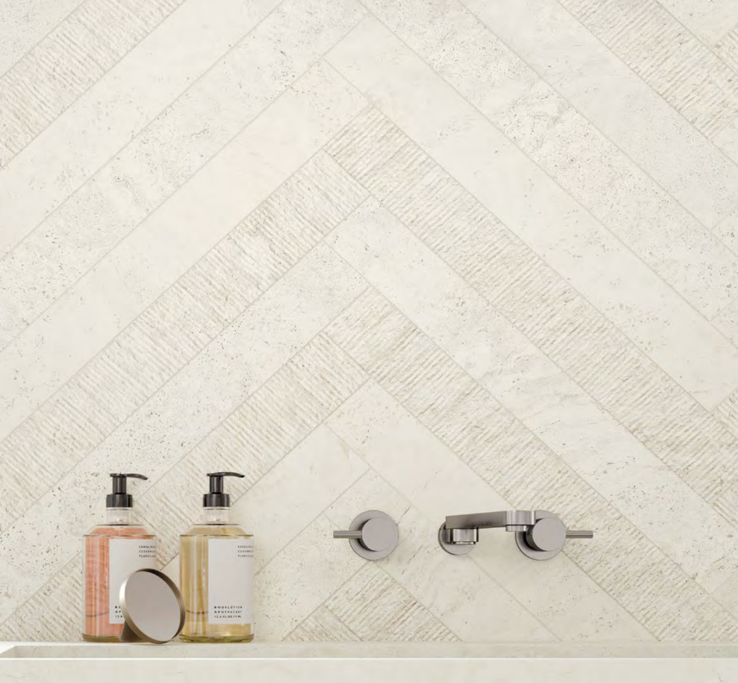 Pavimento e rivestimento in gres Unique Travertine White Ruled R10