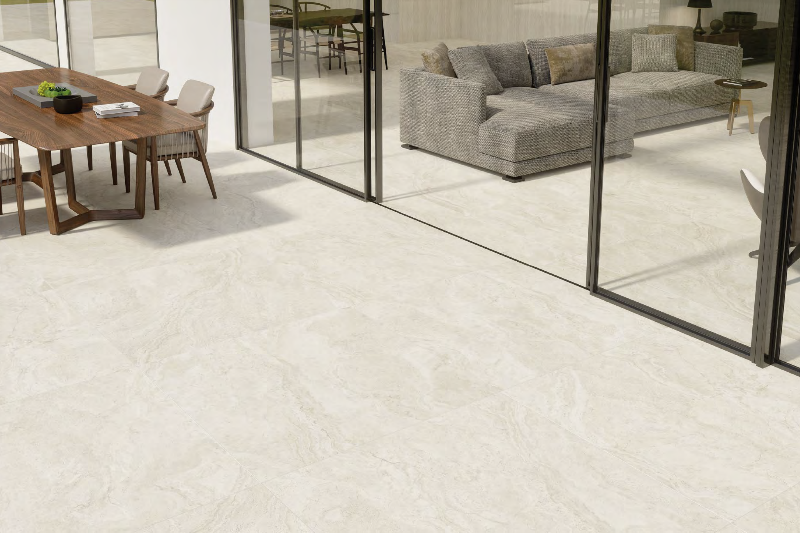 Pavimento e rivestimento in gres Unique Travertine White Minimal Tecnica R11