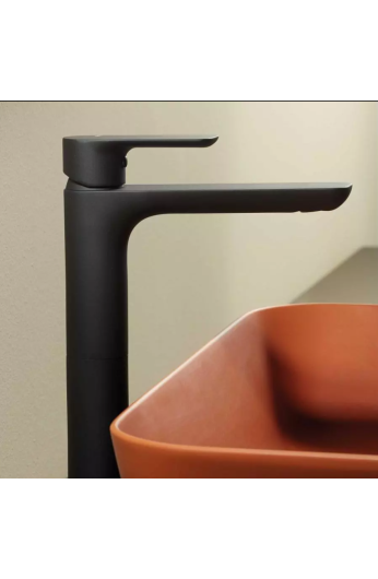Miscelatore lavabo nero opaco in ottone serie Paco