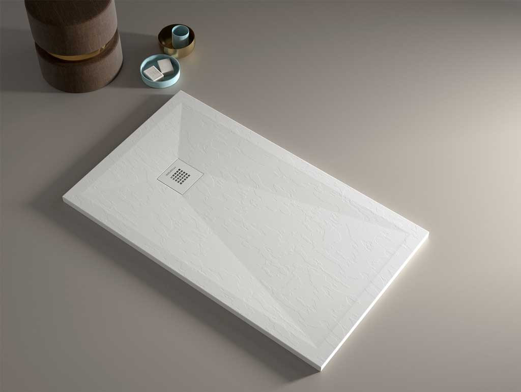 Stone Shower Tray in White Resin Marble
