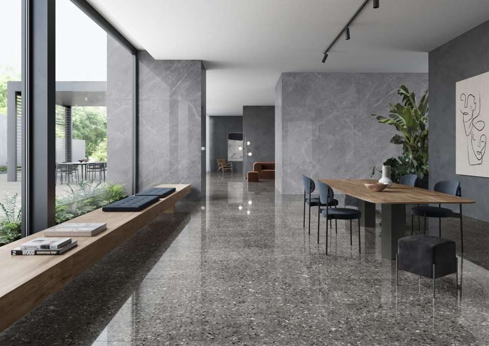 Baltic Grey porcelain tile floor and wall tile Cave by Saime Ceramica series 6 mm

