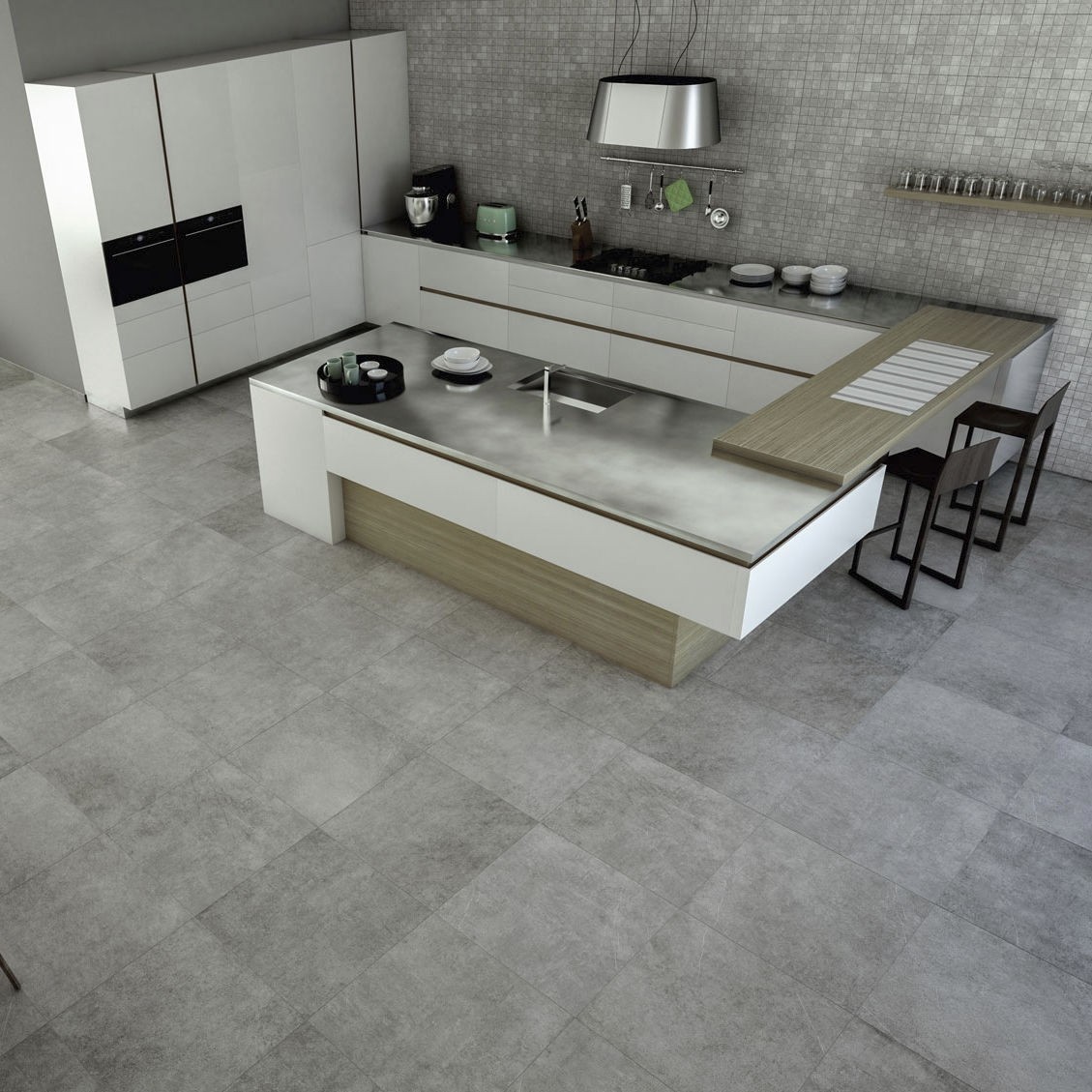 Floor and wall tiles in dark gray SOUL line porcelain stoneware for interiors
