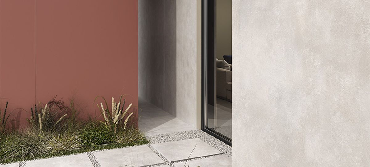 Metropolis White series cement-effect stoneware floor by Casalgrande Padana R11
