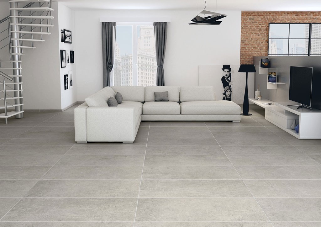 SOUL line light gray stoneware floor and wall covering for interiors
