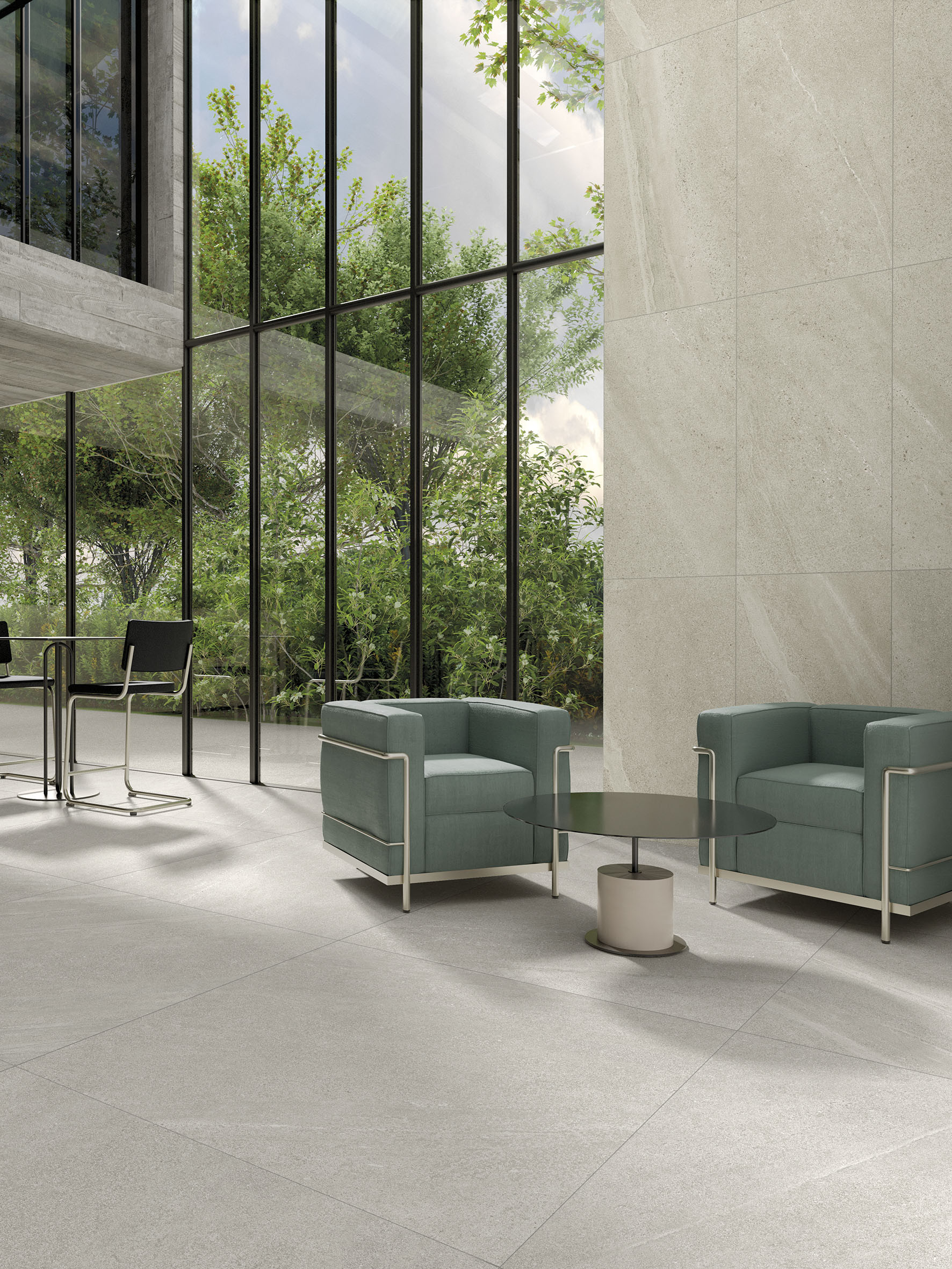 LIMESTONE White Stone-effect porcelain tile floor for interiors
