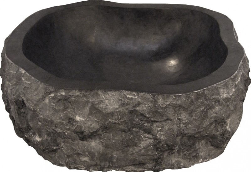 One-piece washbasin in natural stone Abstract Black
