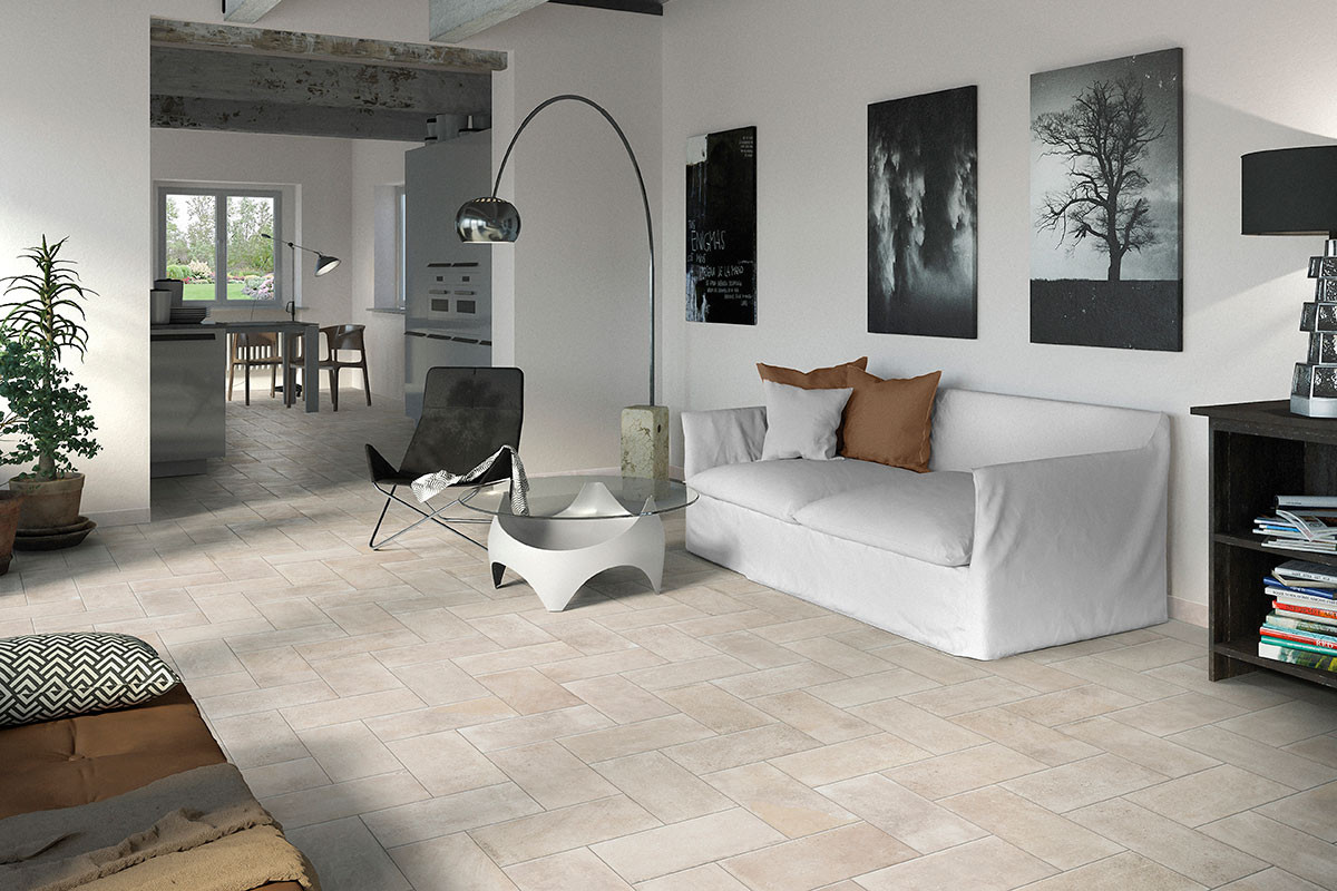 ETRUSCA series IVORY terracotta effect stoneware floor for interiors
