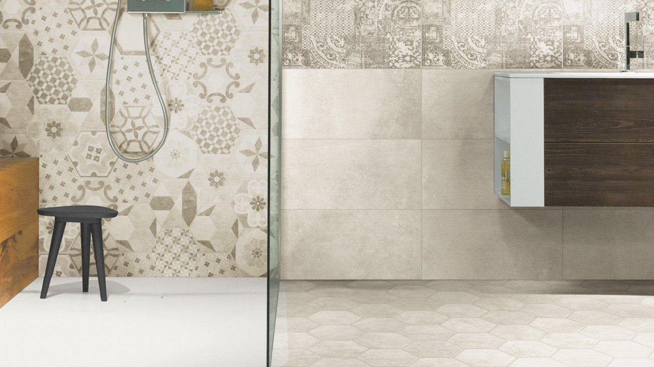 Hexagonal stoneware floor and wall tiles Bibulca Bianco series 20x17.5 cm

