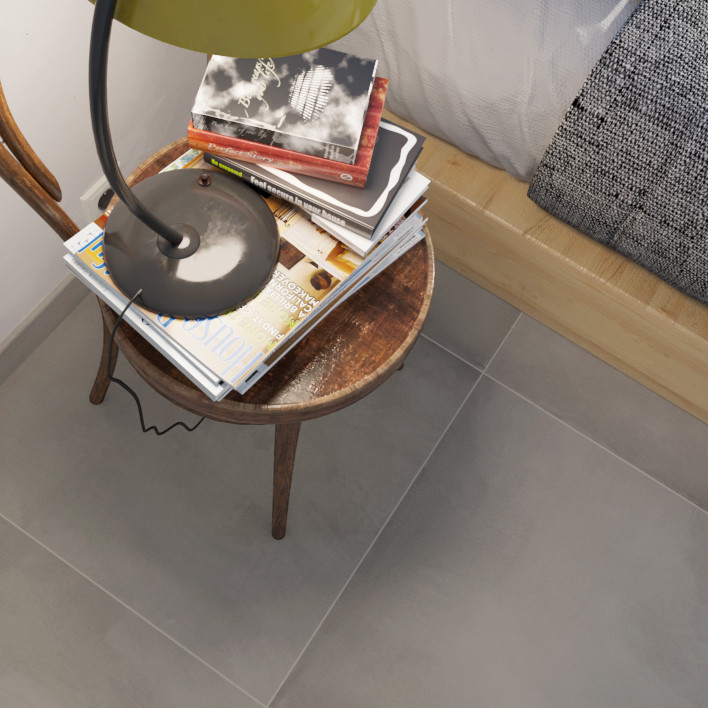 Cement-effect porcelain tile floor, BIG series, MINERAL color

