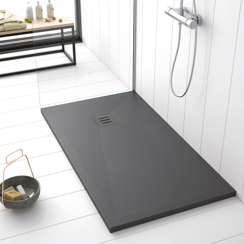 Anthracite resin marble shower tray
