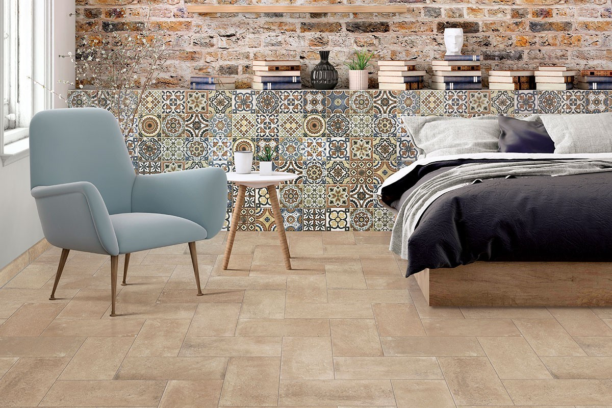 ETRUSCA series BEIGE terracotta effect stoneware floor for interior
