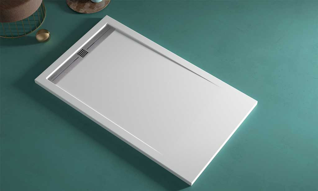Cach Shower Tray in White Resin Marble
