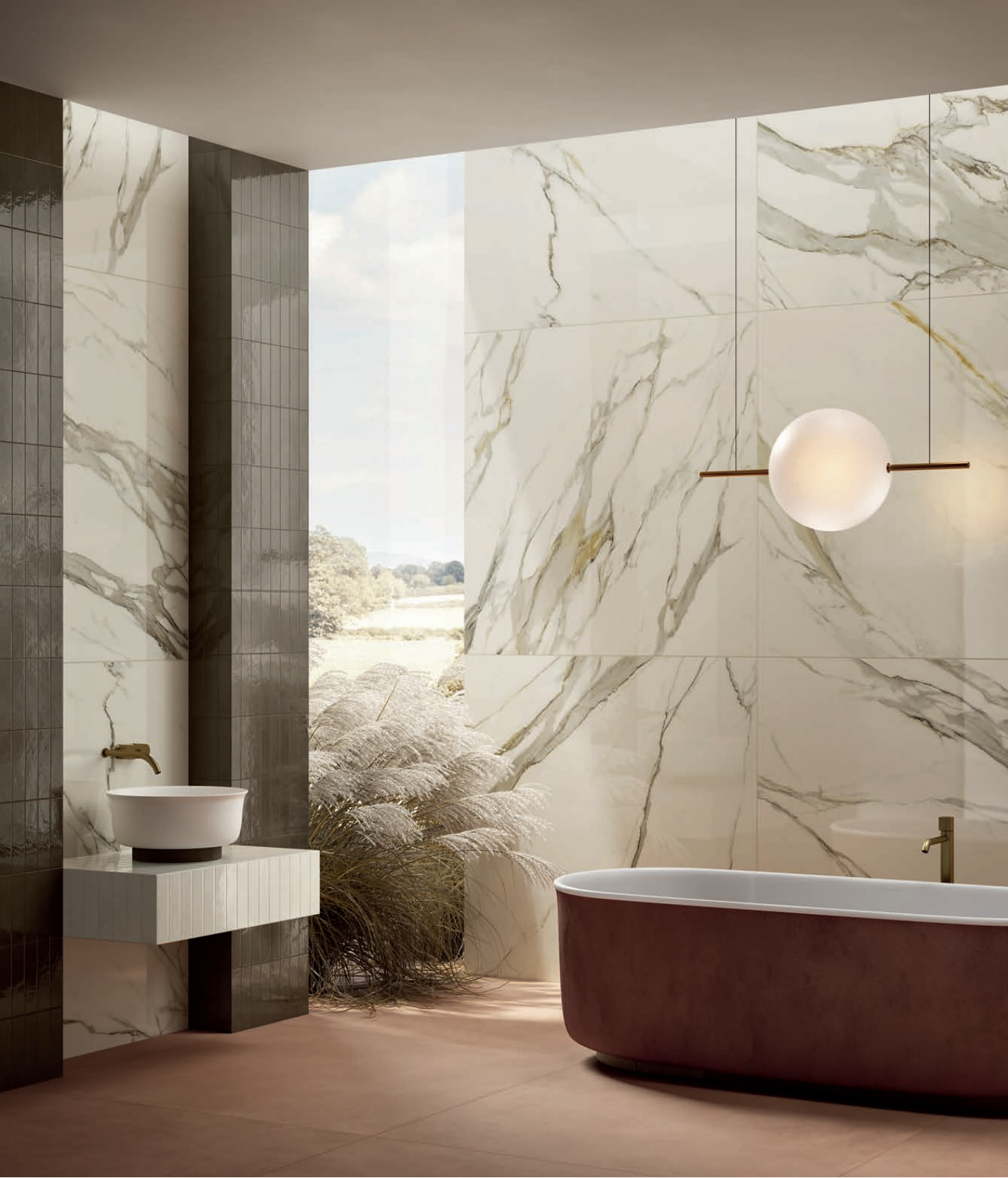 HBO 7 Calacatta Polished Rectified Gold Porcelain Tile Floor and Wall, Boutique Series by Ceramica del Conca Spa
