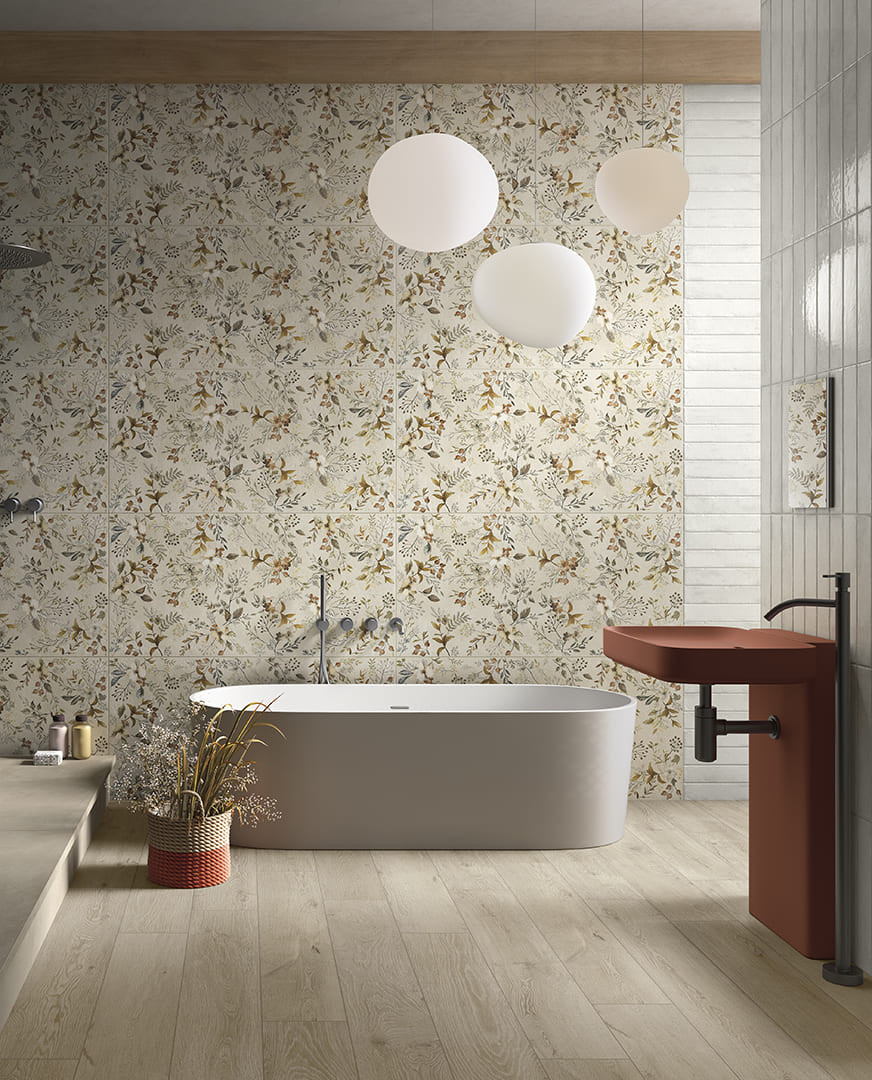Wildflowers 60x120 full-mass porcelain tile wall covering | Deco Studio by Delconca
