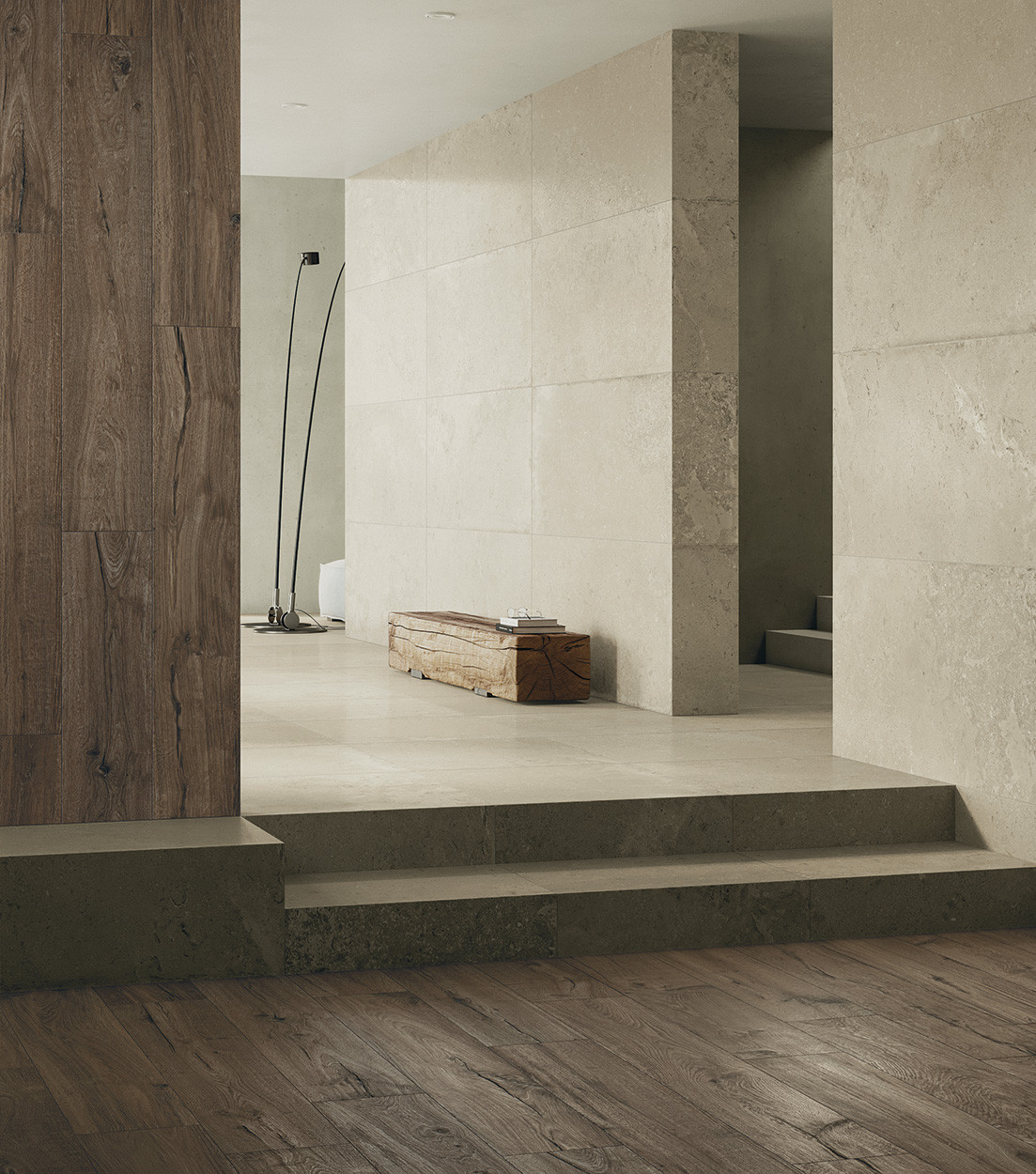 Signature Series Porcelain Tile Floor with Brown wood effect
