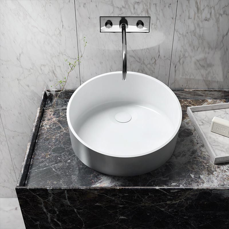 Estro White countertop washbasin in Luxolid
