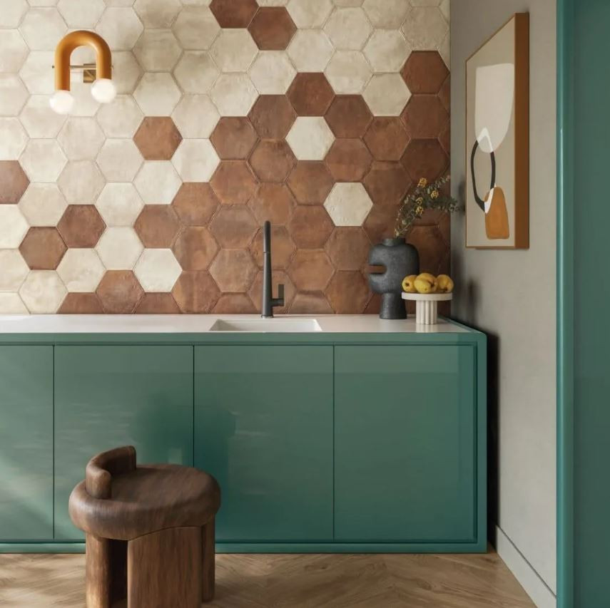 Hexagon in porcelain stoneware series FORME by Emilamica color TERRACOTTA
