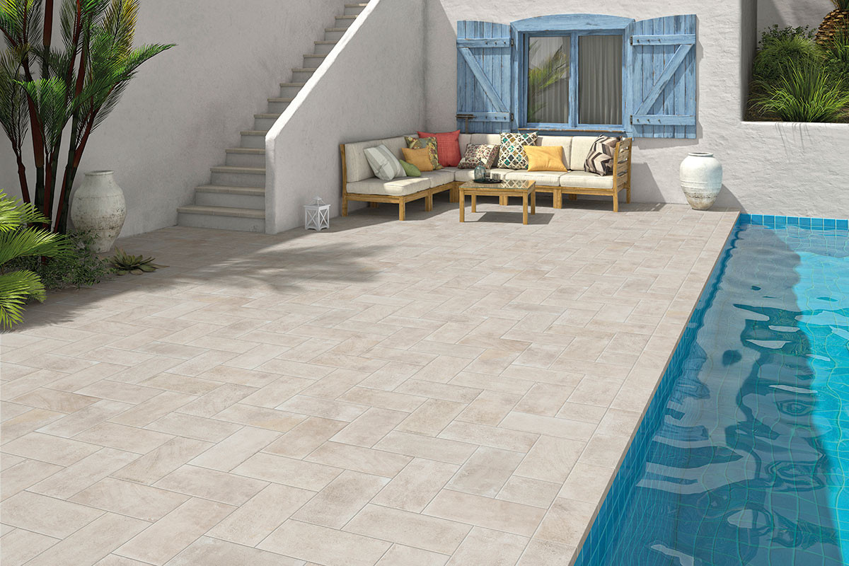ETRUSCA series IVORY terracotta effect stoneware floor for outdoor use
