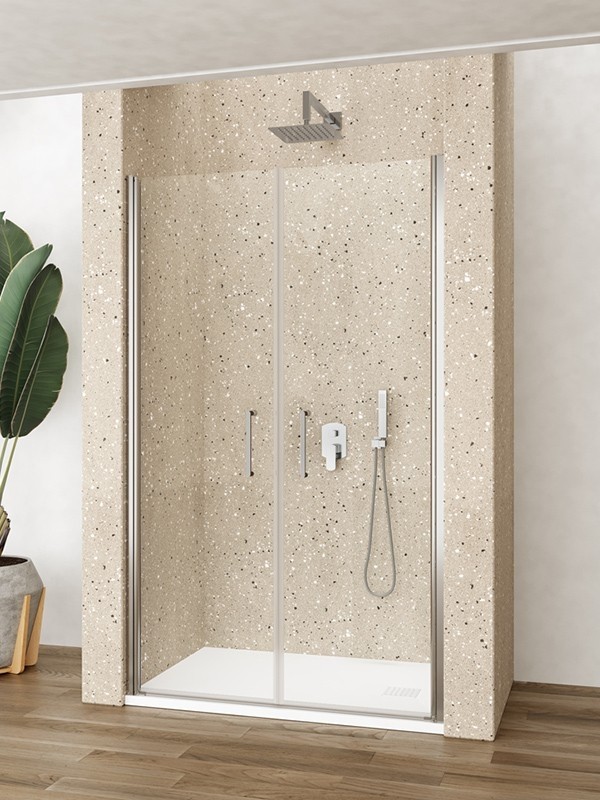 LILIUM SILVER swing shower cubicle with niche with transparent crystal
