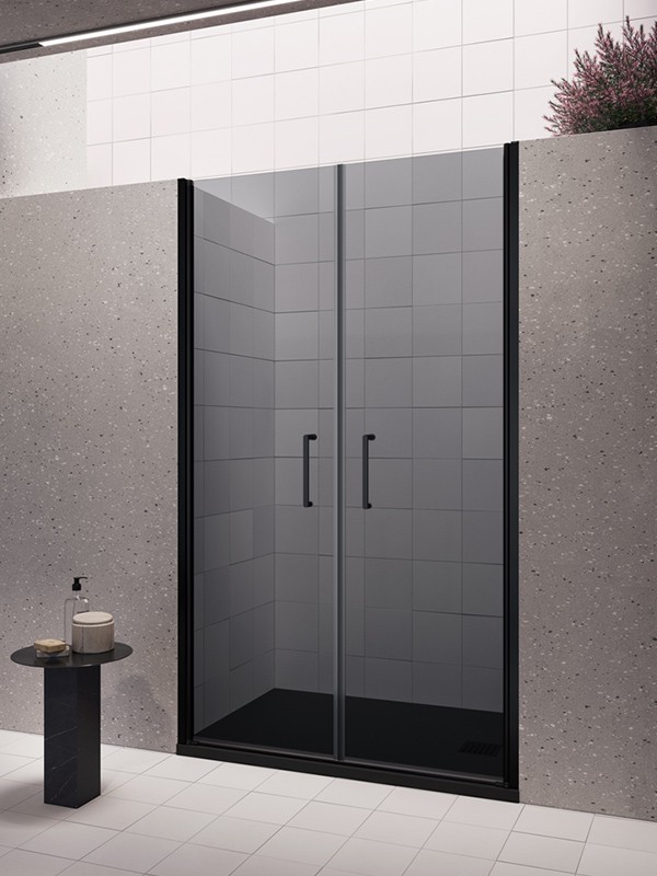 LILIUM BLACK recessed shower cubicle with matt black crystal
