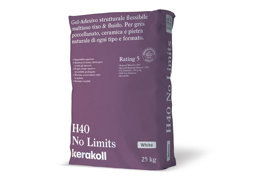 Colla H40 no limits Kerakoll Bianca 25 kg bag with 1 bag can fit 6 square meters
