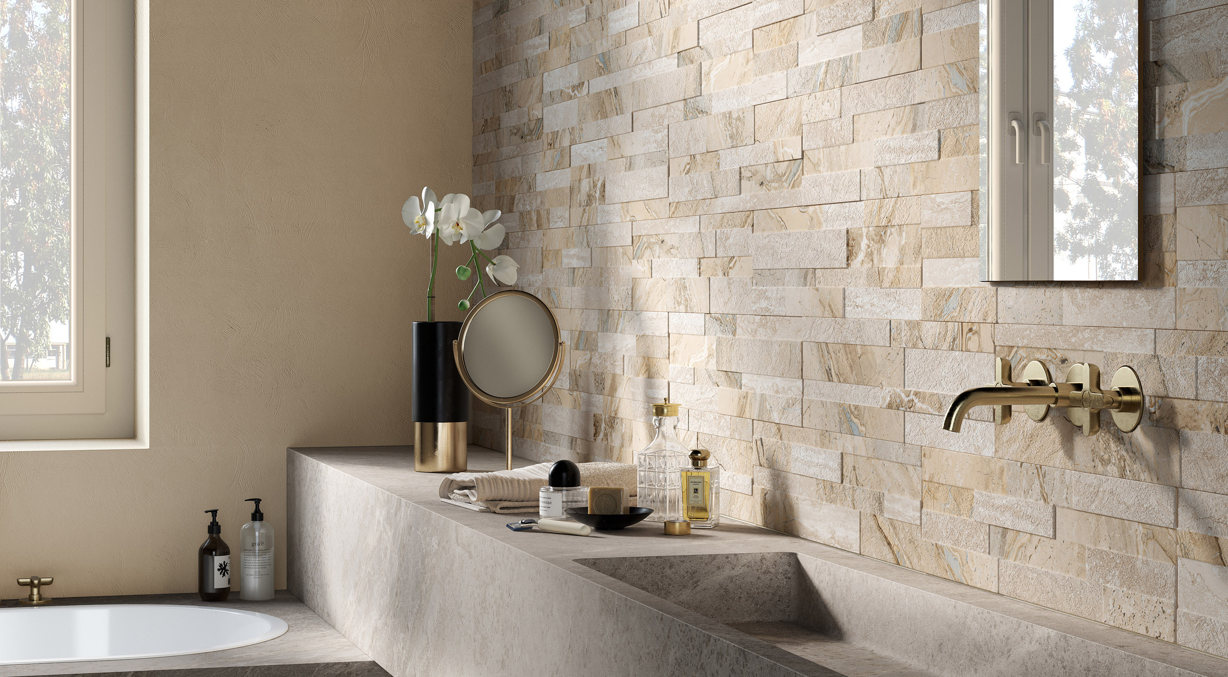 Beige 3D Wall Effect Cladding Gioia series by Ceramica Rondine
