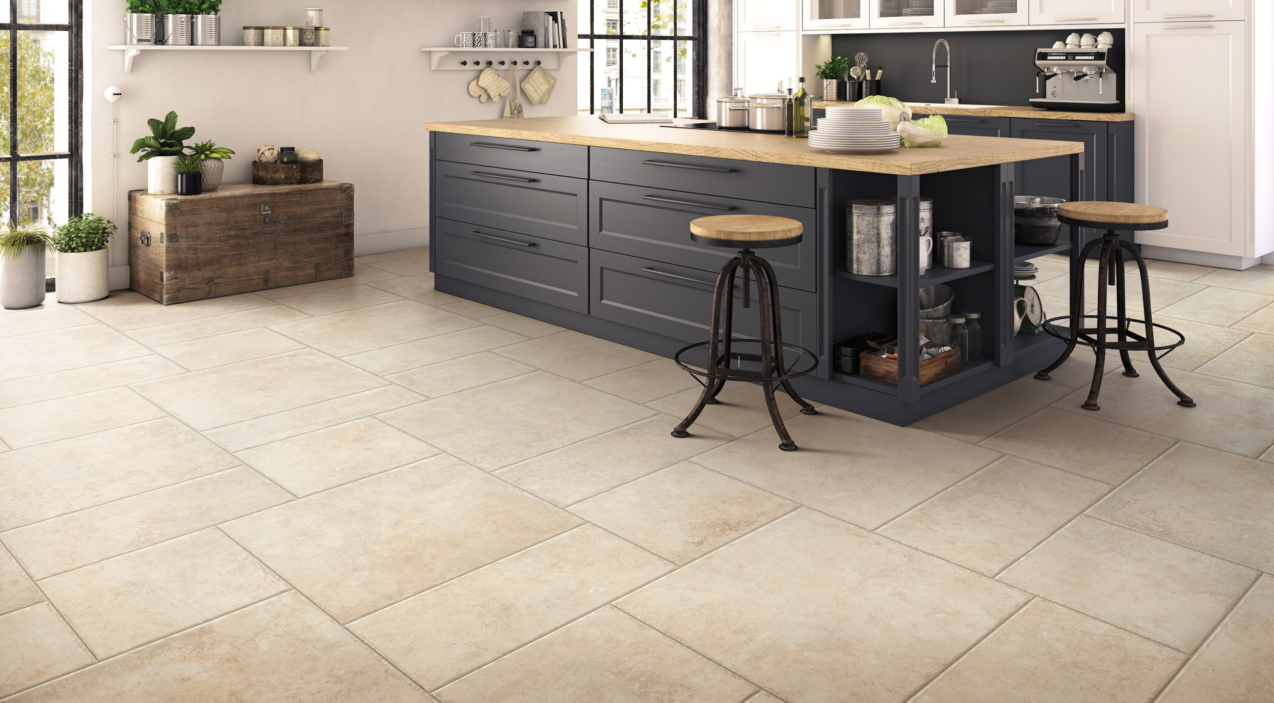 Cream porcelain stoneware floor and wall tiles Terre d'Otranto Naturale R9 series by Ceramica Rondine
