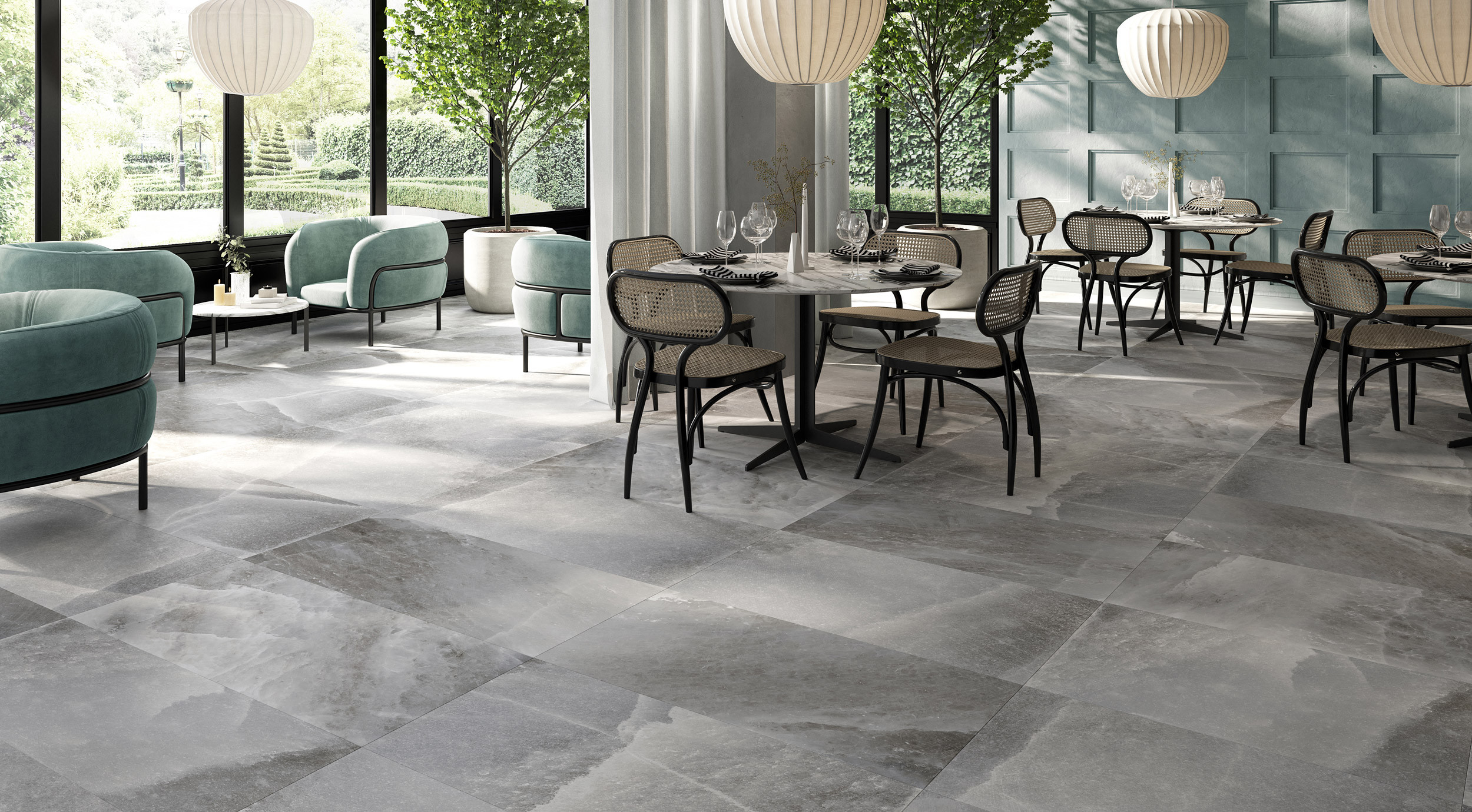 HIMALAYA granite effect porcelain tile floor by RONDINE color GREY LAPPATO
