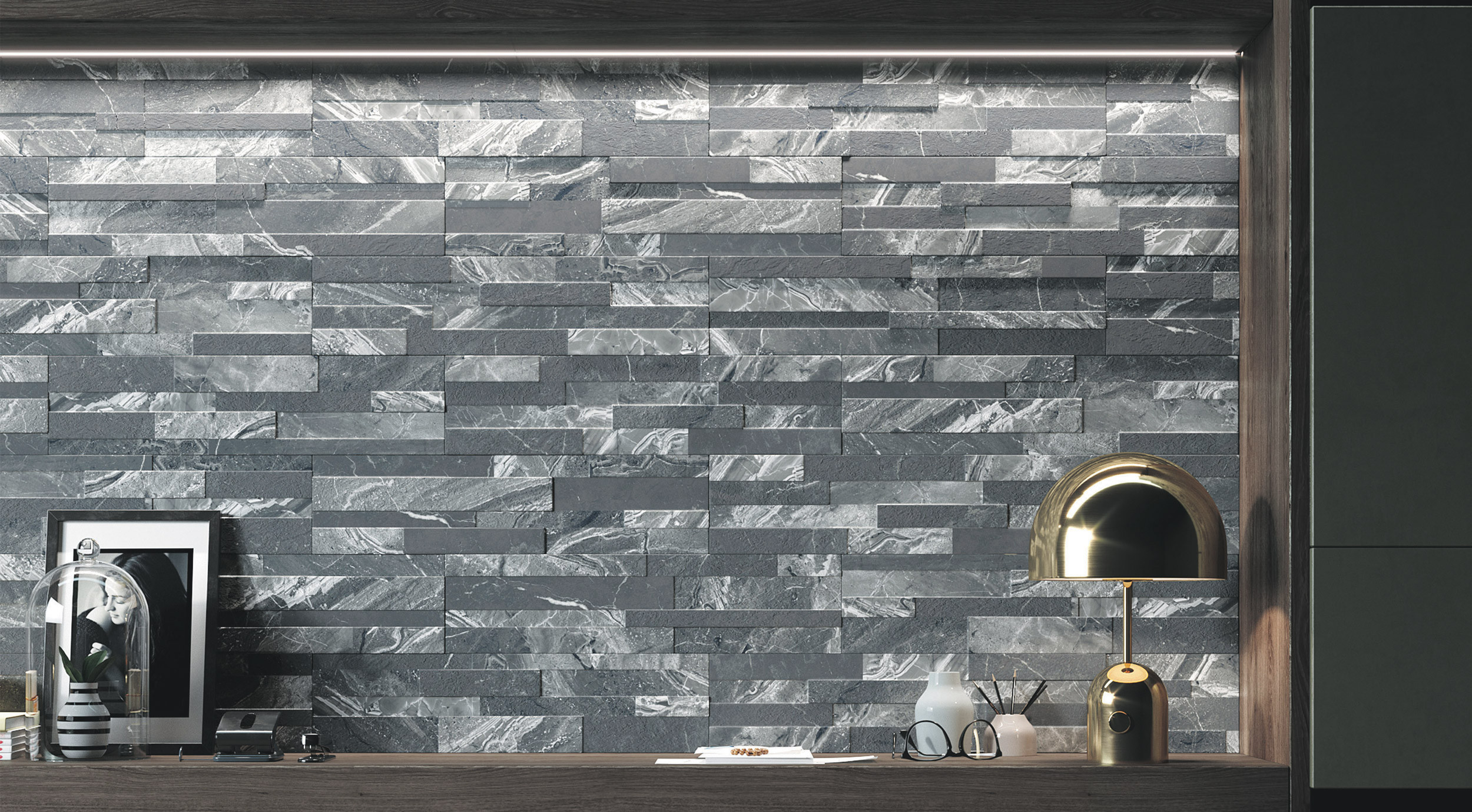 3D Black Wall Effect Cladding Gioia series by Ceramica Rondine
