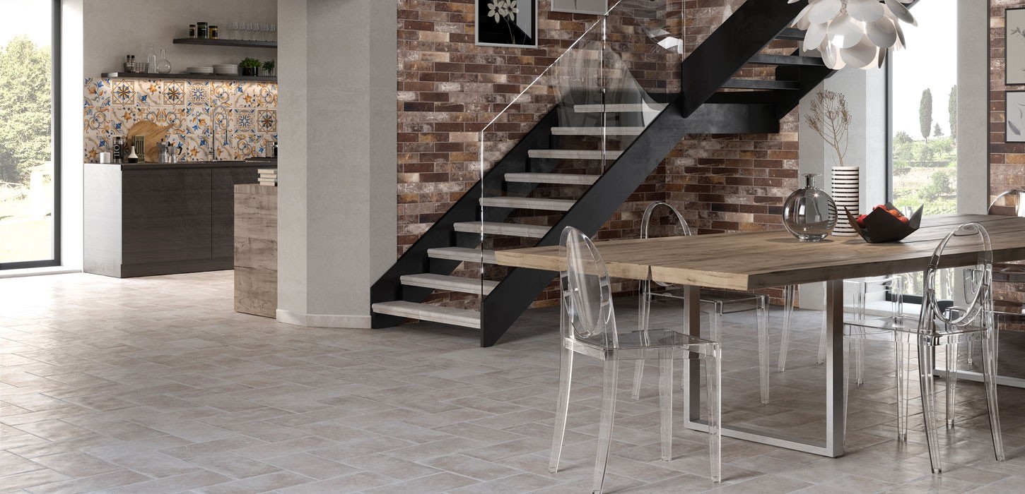 Pienza stoneware floor and wall tiles 20.3x40.6 Tuscany series by Ceramica Rondine
